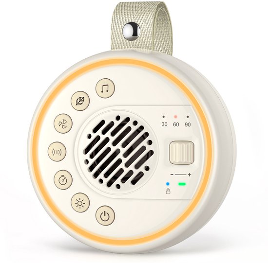 White Noise Machine - Draagbaar Wit Geluid voor Baby met 22 Kalmerende Geluiden, Slaaptimer, 4 Modi Nachtlampje, USB Oplaadbaar, Bluetooth Luidspreker van Merkloos