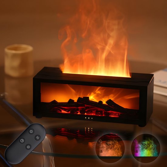 White Noise Machine - Elektrische Aromatherapie Diffuser, 7 Kleurrijke Haardvlammen Luchtbevochtiger, Waterloos Uitschakelen, 3 Timers met Afstandsbediening van Merkloos