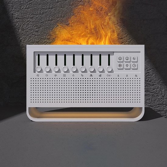 White Noise Machine - Geurverspreider Luchtbevochtiger met Wit Geluid, 8 Wit Geluidseffecten en Simulatievlam, Luidspreker, Geschikt voor Huis van Merkloos
