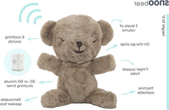 White Noise Machine - Huilgeactiveerde pluche baby slaapfopspeen - Cacao - SNOObear van Merkloos