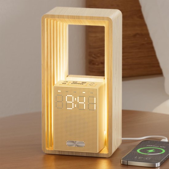 White Noise Machine - Nachtlampje met USB Opladingspoort & Klok, Dubbele Wekker met Ontwakenlicht & Herhaling, 9 Slaapgeluiden, Timer, Instelbaar Display, Kamerdecor [Energieklasse E] van Merkloos