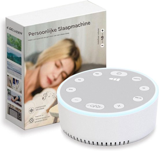 White Noise Machine - Sleep Sound Device - Met Nachtlicht En Auto-Off - 1 Stuk - Wit van Merkloos