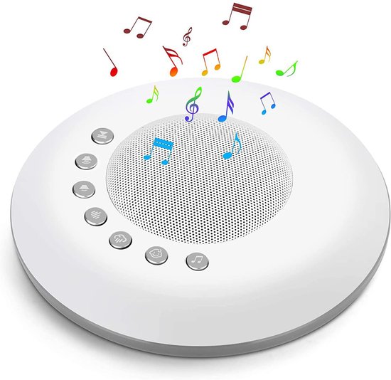 White Noise Machine - Slim Slaapapparaat met 28 Ononderbroken Kalmerende Geluiden, 30 Volume niveaus, 3 Timers, Audio-poort, Oplaadbaar van Merkloos