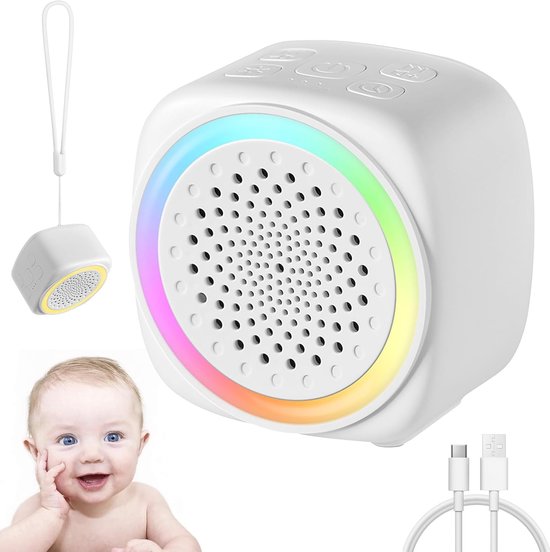 White Noise Machine voor baby's en volwassenen - White Noise Machine met 16 natuurgeluiden, White Noise Nachtlampje met USB-C-oplaadfunctie, Geluidstherapie, Slaaphulpmiddel voor baby's, Babycadeau van Momoda