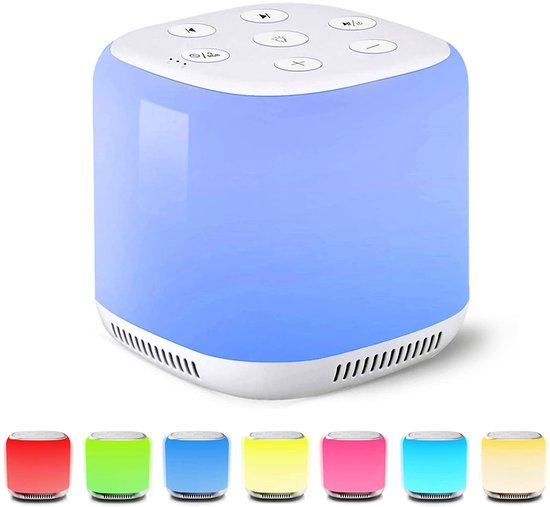 White Noise Machine - Wit Geluid met 7 Kleuren Nachtlampje en 34 Slaaphulp Geluiden, Kalmeert Emoties, Met Timer en Instelbare Luminositeit, Geschikt voor Baby's en Kinderen van Merkloos
