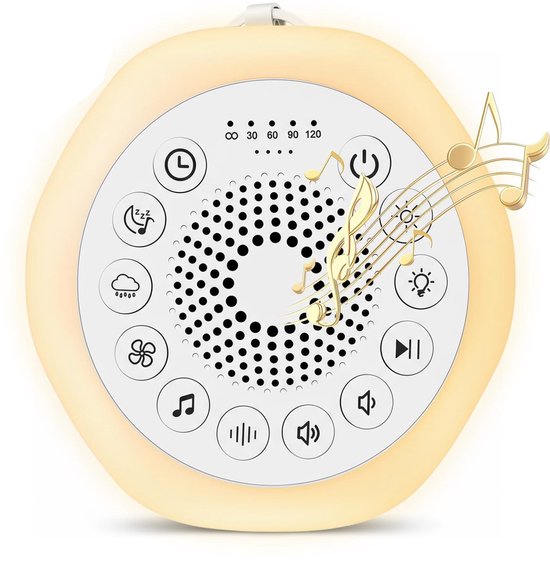 White Noise Machine - Wit Geluid voor Baby, Draagbaar met 27 Kalmerende Geluiden, Nachtlampje en Timerfunctie, Draadloos Apparaat voor Volwassenen en Baby's van Merkloos