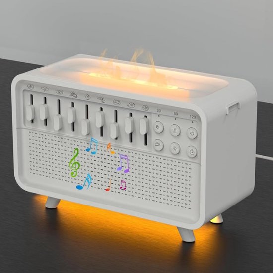 White Noise Night Light Luchtbevochtiger,Sound Box White Noise Sleep Sound Machine, Echo Flame Diffuser, 3-in-1 Sound Box met 8 omgevingsgeluiden - gemakkelijk in slaap te vallen