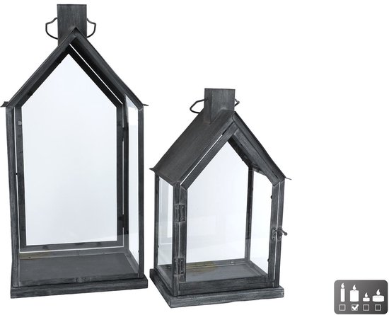 Windlicht set van 2 karton multicolor decoratie sfeerlicht. van Merkloos