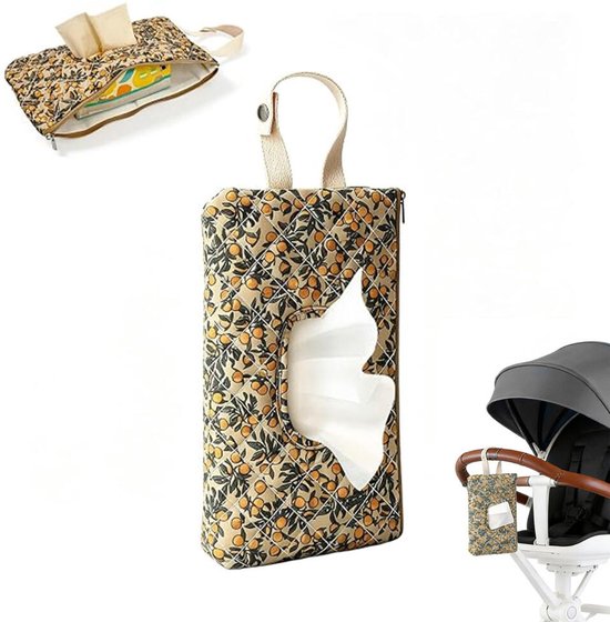 Wipe Box Doekjesverdeler - Doekjeshouder - Billendoekjesdoos - Vochtige doekjes dispenser - Ophangbaar - Billendoekjes houder - Kraamcadeau - Tissue Box - tissuehouder - voor reizen, kinderwagens en dagelijkse uitstapjes - Geel