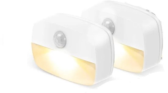 WiseGoods Premium LED Nachtlampje & Bewegingssensor - Automatisch Aan/Uit - Warm Wit Licht Slaapkamer / Gang & Kinderkamer - 2stk