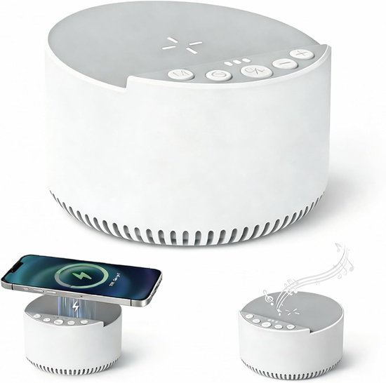 Witruismachine met Draadloos Opladen en Bluetooth-luidspreker – 6 Kalmerende Slaapgeluiden voor Baby’s en Volwassenen – Slaaptherapie – 3 Timermodi – voor Thuis, Kantoor, Reizen