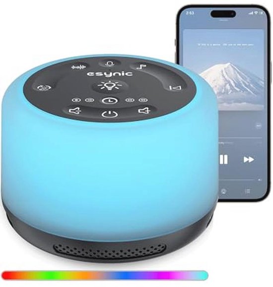 Witruismachine voor Baby's en Volwassenen met 30 Geluiden en Nachtlampje - Oplaadbare Geluidsmachine met Timer en Geheugenfunctie van Kedok.