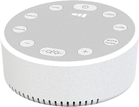 Witte Ruis Machine - Geluidsgenerator Slaap - Reizen Meditatie - Oplaadbare Batterij - 9 cm Diameter - Wit