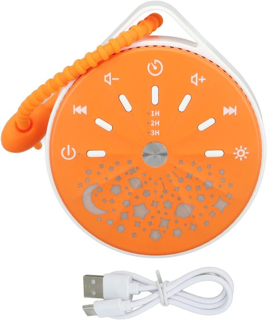 Witte Ruis Machine - Geluidsmachine Baby - Slaapverbetering Thuis - 10 Natuurlijke Geluiden - Compact Formaat - Wit