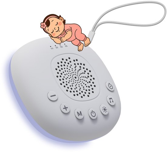 Witte Ruis Machine met Licht van MMOBIEL - 20 Rustgevende Geluiden, Timer, USB-C Oplaadbaar - Slaaphulp met Nachtlampje Wit & Multikleur LED voor Baby, Kind & Volwassenen - Wit van MMOBIEL
