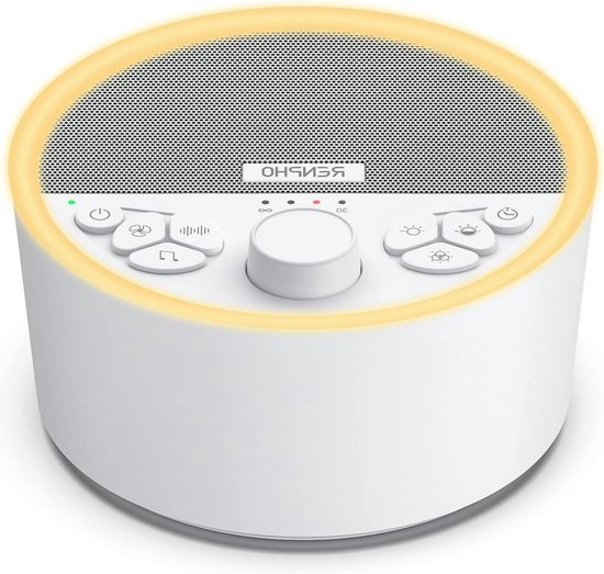Witte Ruis Machine met Nachtlicht - Oplaadbaar - Baby's Slaap Machine - Non-looping Geluiden - 29 HI-FI Ontspannende Soundtracks - Voor Kinderen en Volwassenen - Op Reis en Thuis van Atreepte 