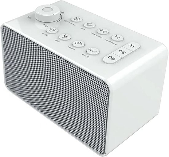 Witte Ruis Machine - Slaap Geluid Apparaat - Beter Slapen - 8 Natuurlijke Geluiden - 130x130x75mm - Wit van Merkloos