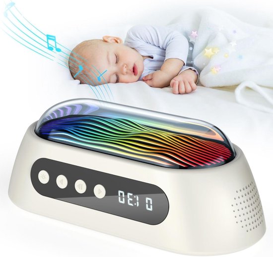 Witte Ruis Machine - Slaaphulp Baby - Ontspannen Slapen - 14 Rustgevende Geluiden - 10 Uur Batterij - Wit