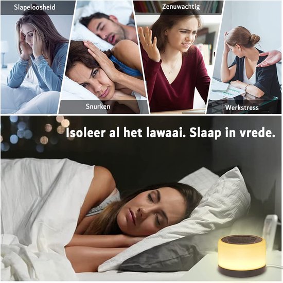 Witte Ruis Machine - USB - Draagbaar - 7 Kleuren Nachtlampjes - 16 Verzachtende Geluiden - Geschikt Voor Alle Leeftijden - RGB Instelbaar van Alecto Kids