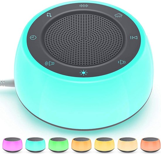 Witte ruis machine voor slapende baby's volwassenen en kinderen - 7 kleuren nachtlampje - 16 rustgevende geluiden - plug-in geluidsmaker voor slaapkamer - thuisgebruik van Merkloos