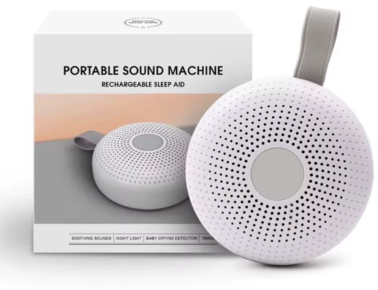 Witte Ruis Slaaphulpmachine - 15 Geluiden - Met Nachtlampje, Timer & Huildetectie - Voor Baby’s & Volwassenen - Draagbaar - Wit van Merkloos