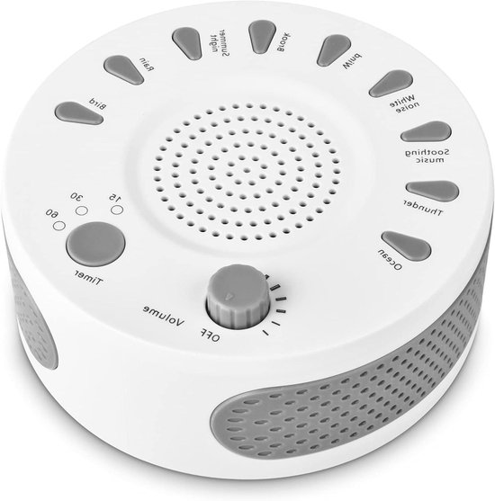 Witte Ruismachine - Slaap Geluid - Ontspannen Slapen - 9 Natuurlijke Geluiden - Compact Reisformaat - Wit