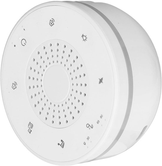 Witte Ruismachine - Slaapgeluiden Apparaat - Ontspanning en Slaap - 30 Verschillende Geluiden - 1000 mAh Batterij - Wit van Merkloos