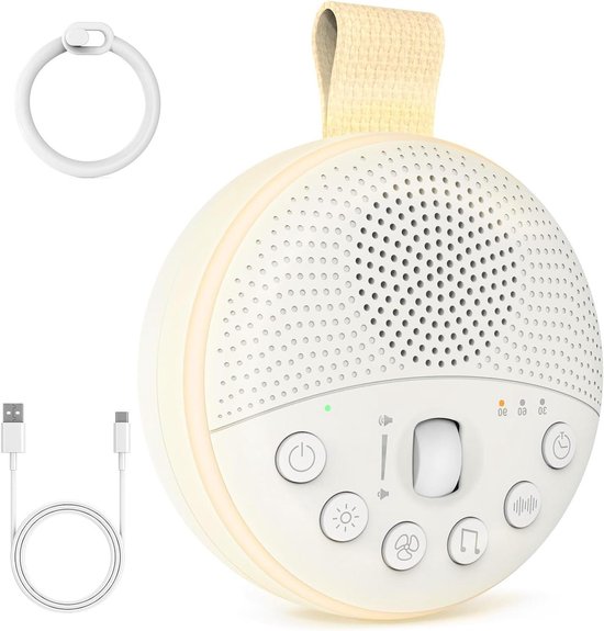 Witte ruismachine - Slaaphulp geluid - Betere slaap - 21 rustgevende geluiden - 1800 mAh batterij - Wit