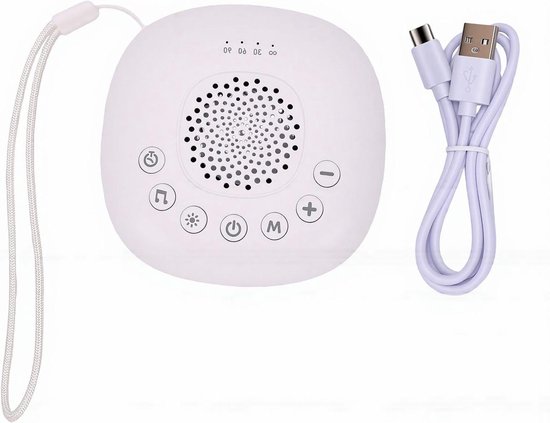 Witte Ruismachine - Slaaphulpmiddel Geluidsmachine - Rustgevend Slapen - 32 Geluiden Nachtlampje - 800 mAh Oplaadbaar - Wit