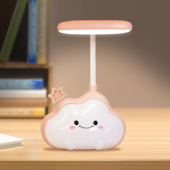 Wolk LED Bureau Lamp - Nachtlamp Flexibel - Kinderkamer Decoratie - Kleurveranderend Licht - USB Oplaadbaar - Roze Ster van Merkloos