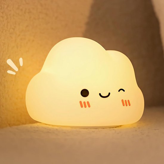 Wolk Nachtlampje Kinderen – 16 Kleuren LED, Oplaadbaar, Dimbaar Siliconen Nachtlamp met Timer voor Slaapkamer en Babykamer