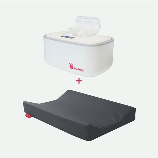 Wumby® Verwarmd Aankleedkussen + Billendoekjesverwarmer - Charcoal en White