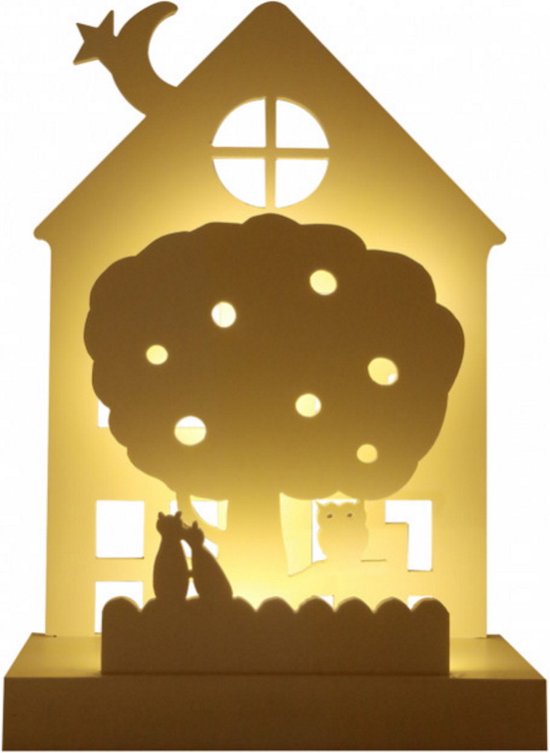 Wunders Houten Huisje Dieren Medium Nachtlamp WU3004 van Wunders