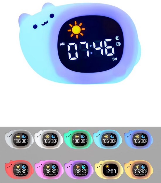 Yarvu ® Kat Slaaptrainer - Kinderwekker - Slaapwekker - Met nachtlamp functie en wekker timer - Slaap Tarainer -Slaaphulp voor kinderen - Kinder Wekker - Ook nachtlampje voor baby's van Yarvu