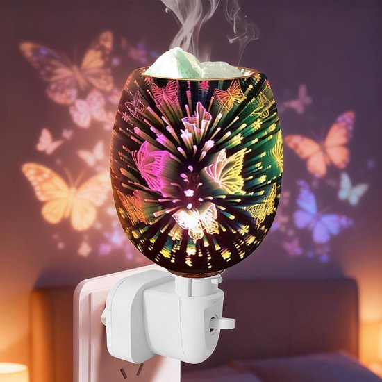 Ynkkvre - Aromalamp - elektrische waxmelter lamp - 3D glazen design - sfeerverlichting - geschikt voor slaapkamer, kantoor en yoga