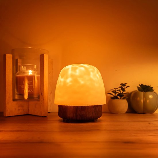 Ynkkvre -Nachtlamp Slaapkamer - Tafellamp Oplaadbaar - Nachtlamp Slaapkamer met Projector & Bluetooth – Oplaadbare Tafellamp – 16 RGB Kleuren – Ocean Wave & Sterrenhemel – Touchbediening & Natuurgeluiden