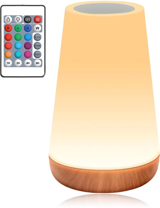 Ynkkvre – Nachtlampje – dimbare touchlamp voor babykamer – draagbare oplaadbare tafellamp voor slaapkamer – 13 RGB kleuren, 5 helderheidsstanden – voor kinderen, woonkamer, badkamer en gang van Merkloos