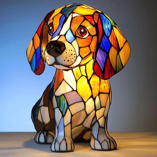 Ynkkvre - Nachtlampje met kat en hond - LED-nachtlampje met kat - Retro tafellamp van gebeitst hars - Handgemaakte 3D-lamp - Warm licht - Lamp met warm licht - Energiezuinige LED-technologie - Handgemaakt van duurzaam hars - Brak van Ynkkvre