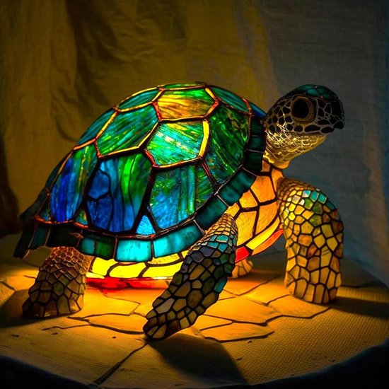 Ynkkvre - Nachtlampje met kat en hond - LED-nachtlampje met katmotief - Retro tafellamp van gebeitst hars - Handgemaakte 3D-lamp - Warm licht - Lamp met warm licht - Energiezuinige LED-technologie - Handgemaakt van duurzaam hars - Zee Schildlamp van Ynkkvre