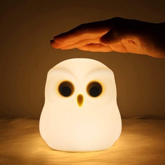 Ynkkvre - Schattige Uil Kinder Nachtlampje - USB Oplaadbare Dierlamp - Creatief Slaapkamer Nachtlampje voor Kinderen - Touch Control - Veilig Siliconen, ABS+PC Materiaal - Bedlampje - Wit van Ynkkvre