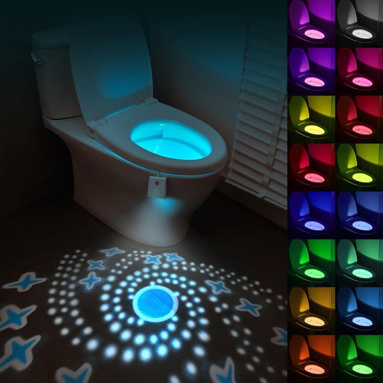 Ynkkvre-Toilet Nachtlampje met Bewegingssensor – WC Lamp met 16 Kleuren LED en Projector – Toiletverlichting, Grappig en Praktisch Cadeau van Ynkkvre