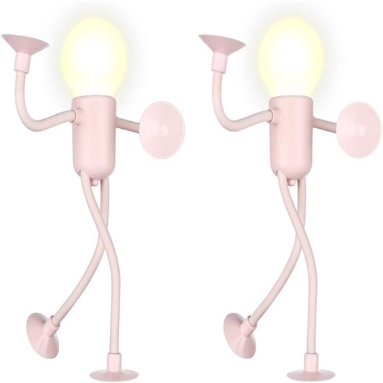 Ynkkvre -Vormbaar Atleten Nachtlampje met Zuignap – Warm LED Nachtlicht – Set van 2 -roze van Merkloos