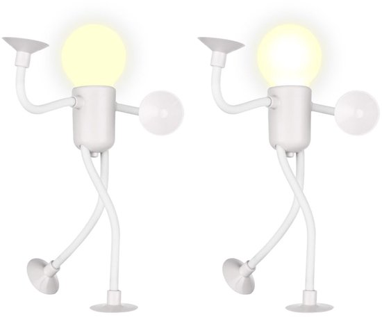 Ynkkvre - Vormbaar Atleten Nachtlampje met Zuignap – Warm LED Nachtlicht – Set van 2-Wit van Ynkkvre