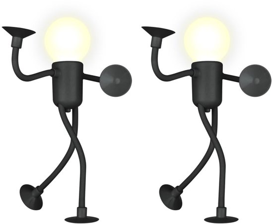 Ynkkvre - Vormbaar Atleten Nachtlampje met Zuignap – Warm LED Nachtlicht – Set van 2-zwart van Ynkkvre