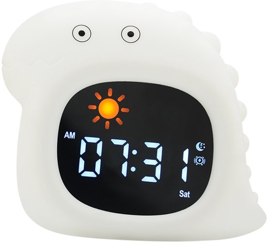 Youha Slaaptrainer en Wekker voor Kinderen - Draadloze Slaapwekker - 8 verschillende kleuren instelbaar - Inclusief Touchscreen en Nachtlamp functie - Dinofiguurtje van Youha