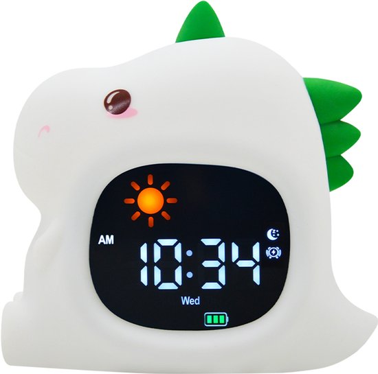 Youha Slaaptrainer en Wekker voor Kinderen - Draadloze Slaapwekker - 8 verschillende kleuren instelbaar - Inclusief Touchscreen en Nachtlamp functie - Draak figuurtje van Merkloos