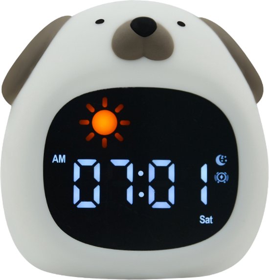 Youha Slaaptrainer en Wekker voor Kinderen - Draadloze Slaapwekker - 8 verschillende kleuren instelbaar - Inclusief Touchscreen en Nachtlamp functie - Hondenfiguur van Merkloos