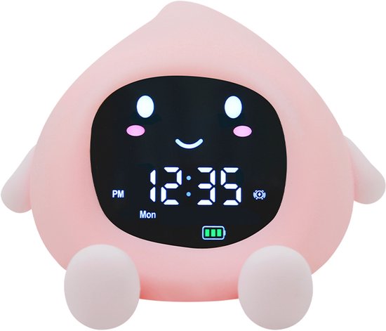 Youha Slaaptrainer en Wekker voor Kinderen - Draadloze Slaapwekker - 8 verschillende kleuren instelbaar - Inclusief Touchscreen en Nachtlamp functie - Perzik figuurtje van Youha