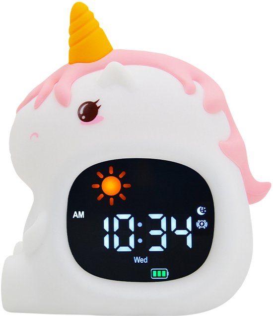 Youha Slaaptrainer en Wekker voor Kinderen - Draadloze Slaapwekker - 8 verschillende kleuren instelbaar - Inclusief Touchscreen en Nachtlamp functie - Unicorn van Merkloos