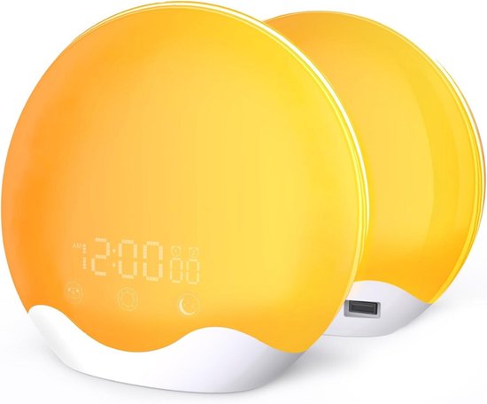 Zavira® Wake-up lights - Lichtwekker - Nachtlamp - 12 kleuren licht - Dimbaar - Wit van Zavira